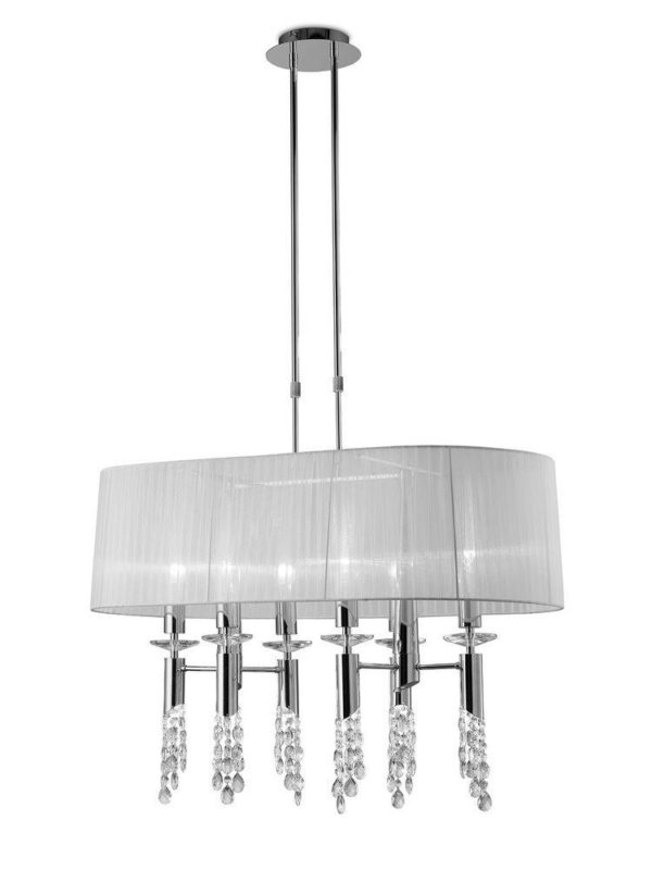 Mantra M3853 Tiffany 6+6 Light Oval Pendant Light In Chrome With White Shade