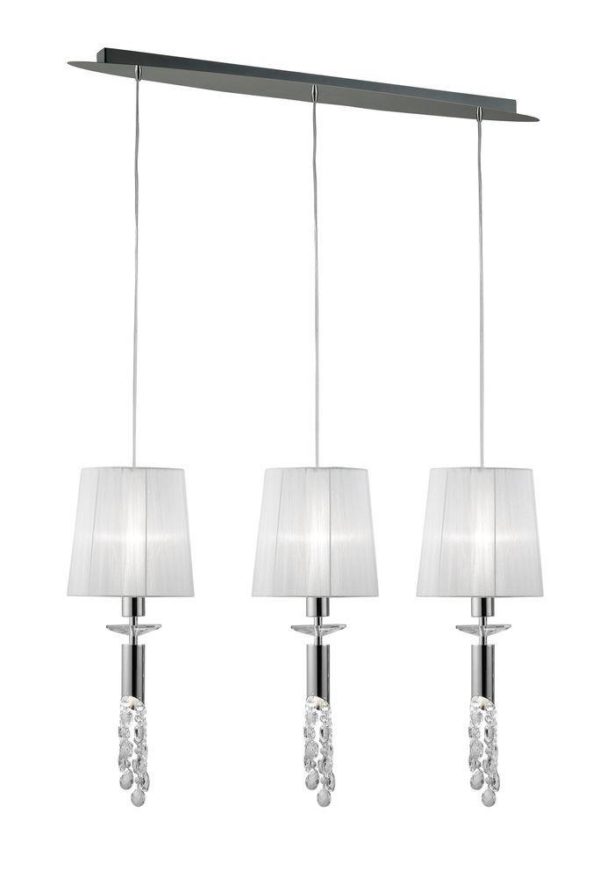 Mantra M3855 Tiffany 3+3 Light Linear Pendant In Chrome With White Shades