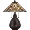 QZ/INDIA/TL India Table Lamp In Imperial Bronze With Tiffany Glass Shade