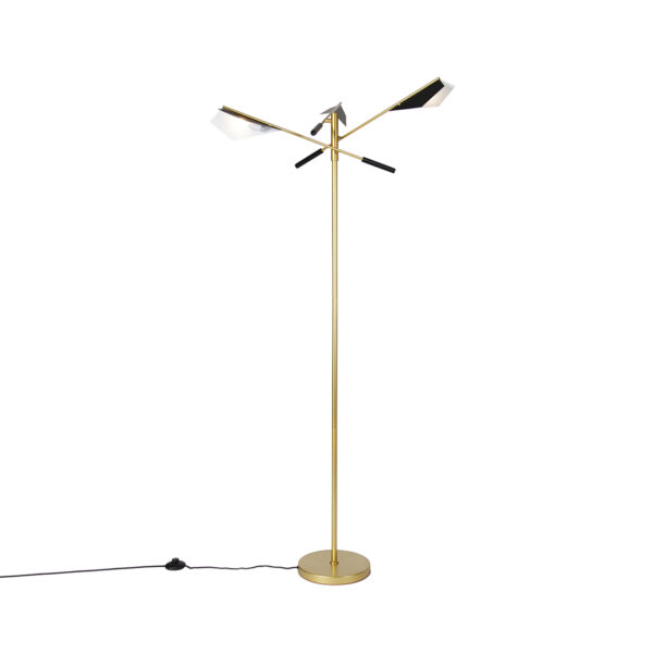 Design floor lamp black with gold 3-light - Sinem