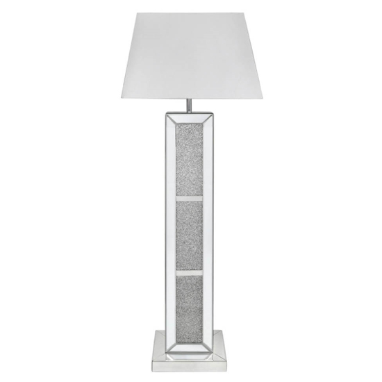 Macon White Shade Floor Lamp With Mirrored Pillar Base