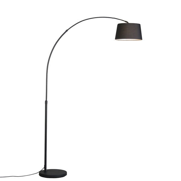 Modern Arc Lamp Black With Black Fabric Shade - Arc Basic