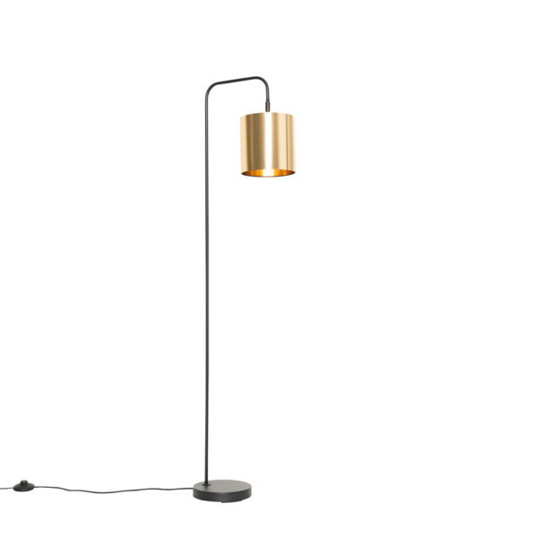 Modern floor lamp black with gold - Lofty