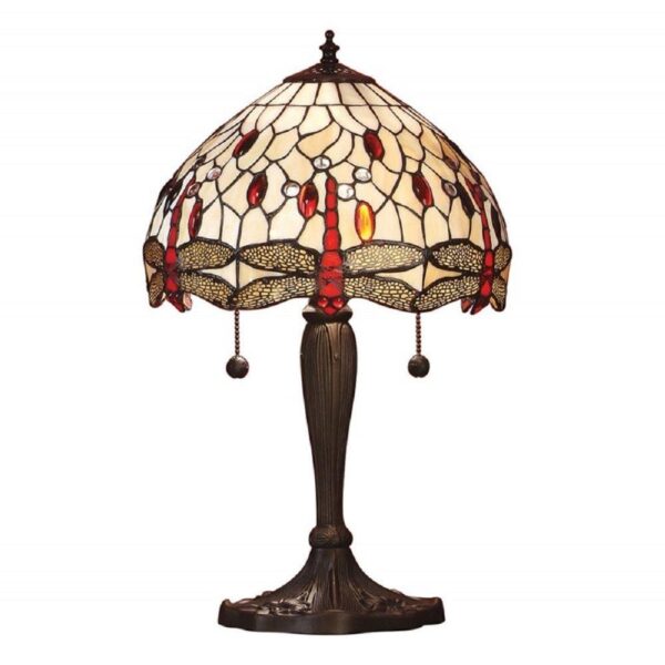 Interiors 1900 64086 Dragonfly Beige Small Table Lamp In Bronze With Shade. Product code: 64086