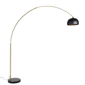 Modern arc lamp brass with marble base and black shade 32.5 cm – XXL