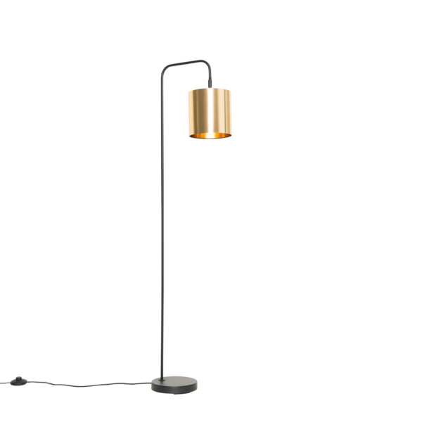 Smart floor lamp black with gold incl. WiFi A60 - Lofty