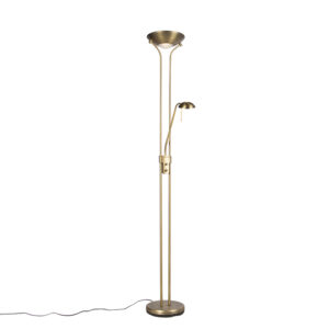 Bronze floor lamp with reading lamp incl. LED and dimmer – Diva 2