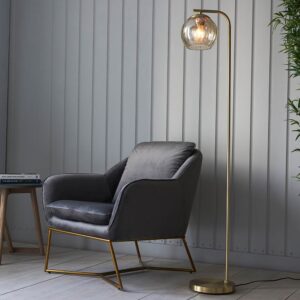 Dimple Champagne Glass Shade Floor Lamp In Brass