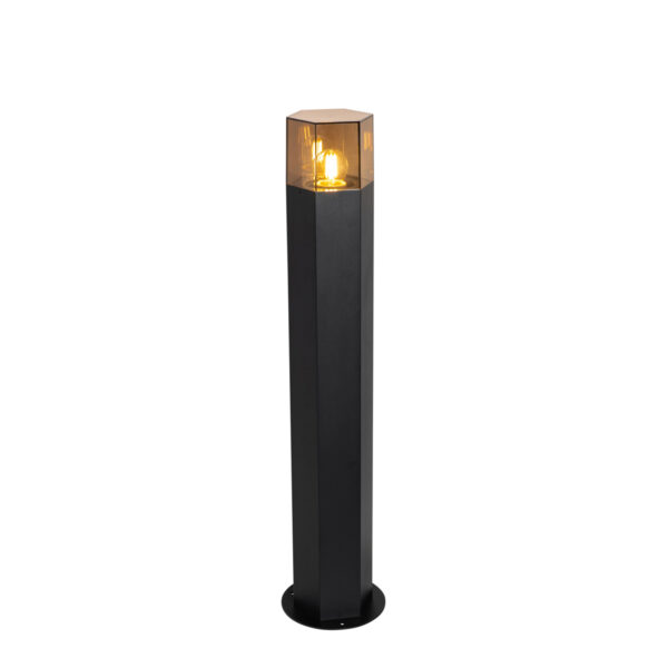 Outdoor Floor Lamp Black with Smoke Shade Hexagonal 70 cm - Denmark