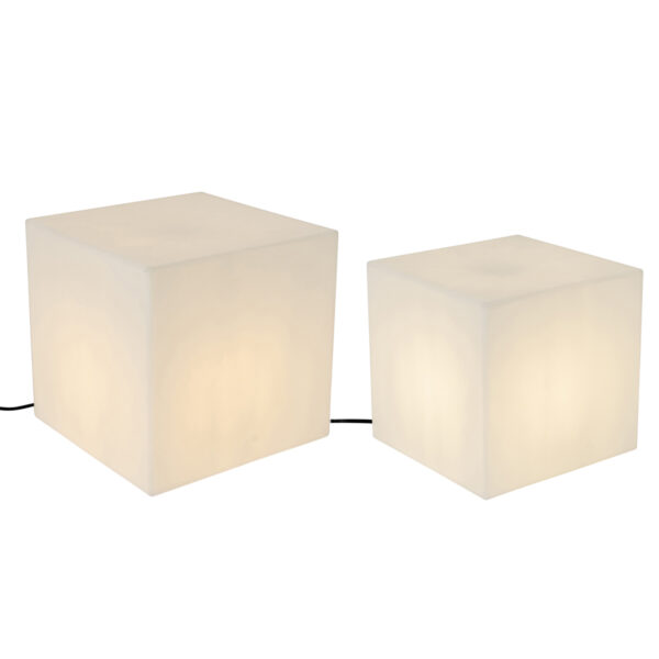 Set of 2 Outdoor Floor Lamps White 30 and 38 cm Square IP44 - Nura