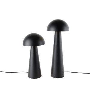 Set of 2 Smart Outdoor Floor Lamps Black 50 cm and 65 cm – Mushroom