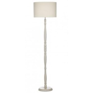 DUN4933 Dunlop Floor Light With Putty Finish And Cream Linen Shade