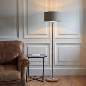 Endon 112570 Highclere Floor Lamp In Bright Nickel With Charcoal Shade