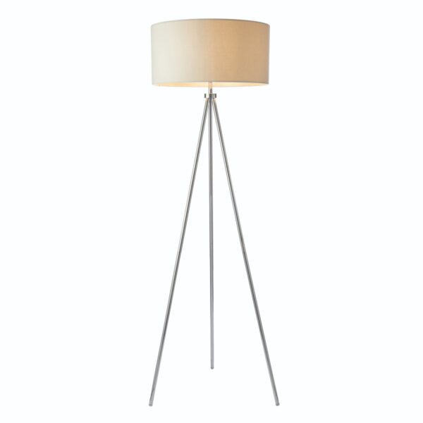 Endon 73145 Tri Ivory One Light Floor Lamp In Chrome Plate With Ivory Linen Mix Shade