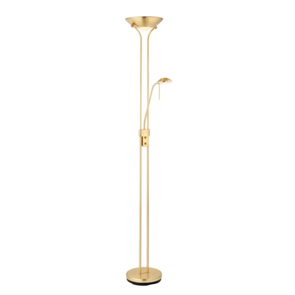 Endon ROME-SB Rome 2 Light Mother And Child Floor Lamp In Satin Brass Finish