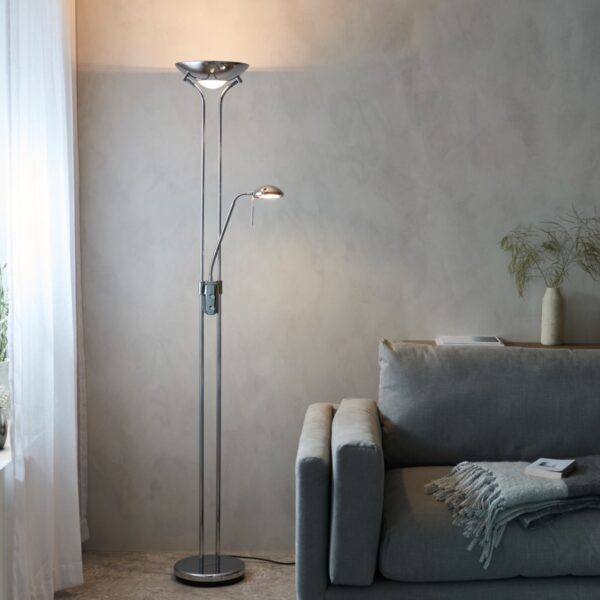 Endon Rome LED Mother And Child Floor Lamp In Polished Chrome Finish