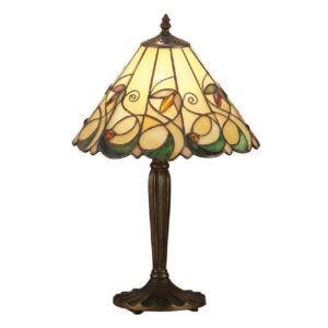 Interiors 1900 64195 Jamelia Tiffany Small 1 Light Table Lamp In Dark Bronze With Shade