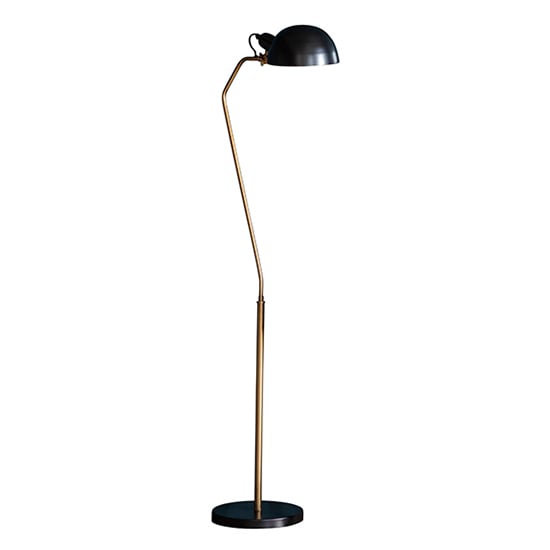 Largo Task Floor Lamp In Satin Black And Aged Brass