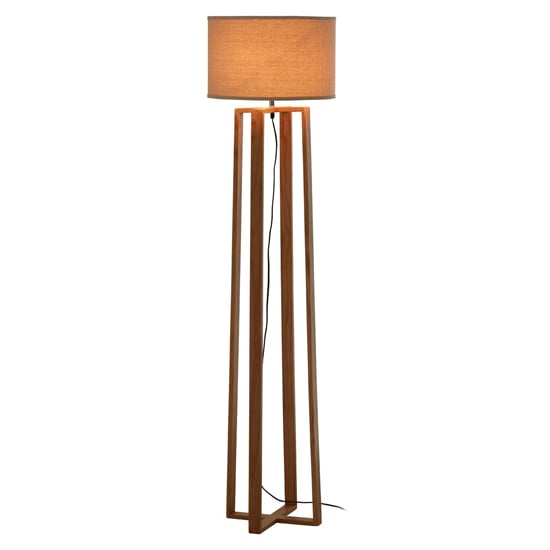 Leap Light Brown Fabric Shade Floor Lamp With Natural Base