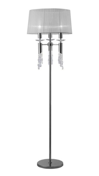 Mantra M3869 Tiffany 3+3 Light Floor Light In Chrome With White Shade