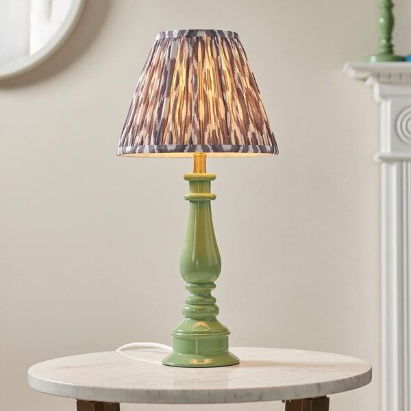 Laredo Pearl Grey 25cm Shade Resin Table Lamp In Cotswold Green