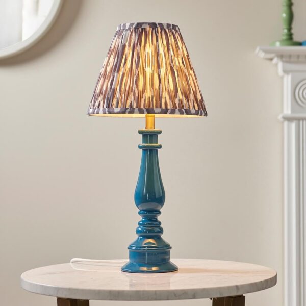 Laredo Pearl Grey 25cm Shade Resin Table Lamp In Marlin Blue