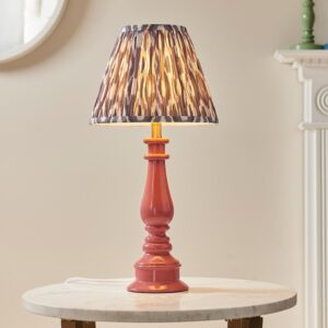 Laredo Pearl Grey 25cm Shade Resin Table Lamp In Pink Clay