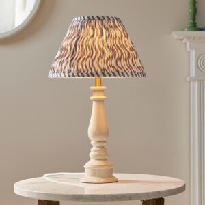 Riyadh Pearl Grey 30cm Shade Resin Table Lamp In Almond White