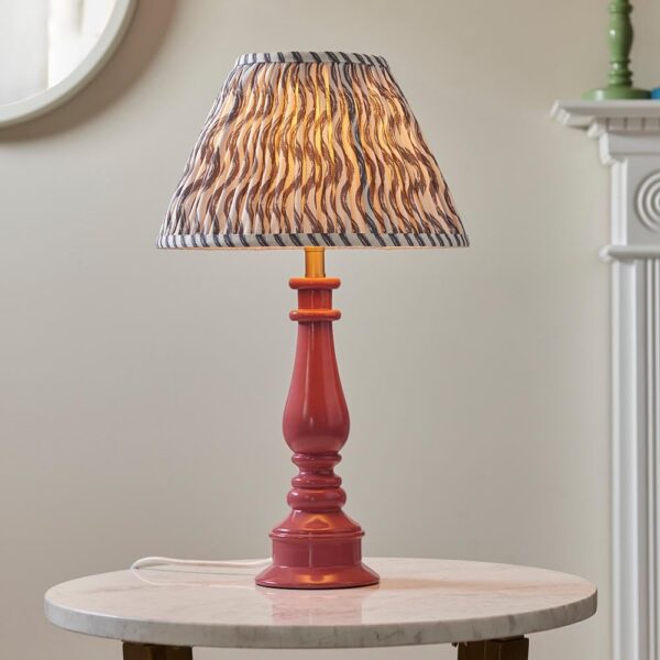 Riyadh Pearl Grey 30cm Shade Resin Table Lamp In Pink Clay